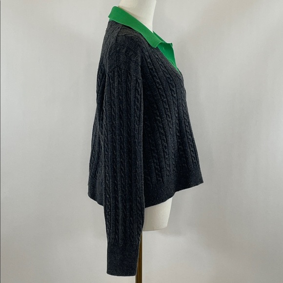 Sandro Reno Sweater with Green Contrast Collar, US 10 - Picture 8 of 10